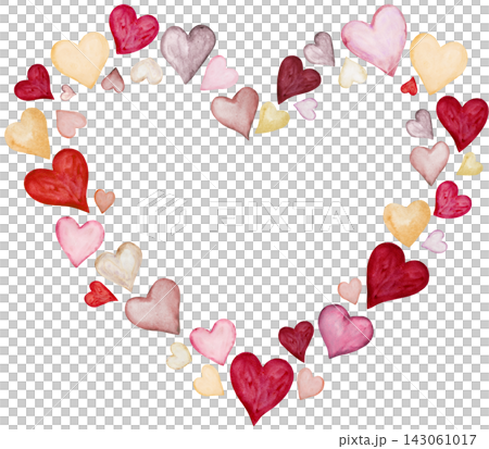Frame with watercolor pastel hearts. Romantic isolated illustration for Valentines Day cards Frame with watercolor pastel hearts. Romantic isolated illustration for Valentines Day cards 143061017