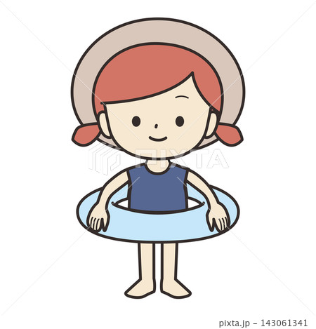 浮き輪を持っている女の子のイラスト 143061341