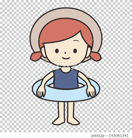 浮き輪を持っている女の子のイラスト 143061341