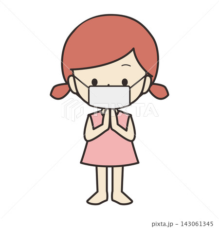マスクをしている女の子のイラスト 143061345