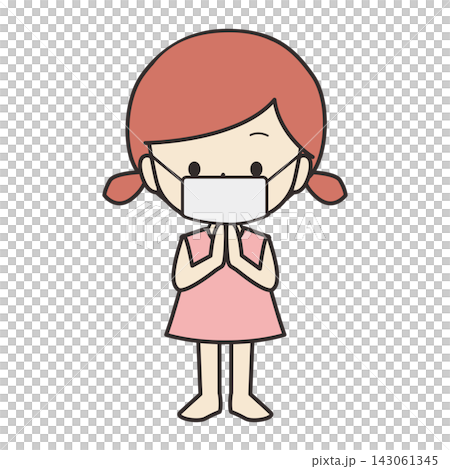 戴著面具的女孩插畫 戴著面具的女孩插畫 143061345