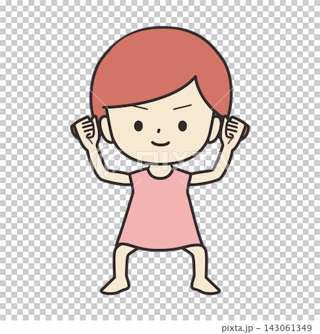 一幅女孩擺出堅定姿勢的插圖 一幅女孩擺出堅定姿勢的插圖 143061349