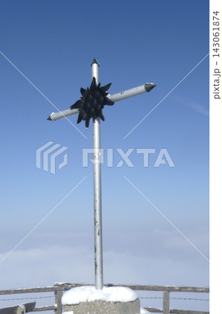 Summit cross of Hornle mountain in Bavaria, Germany 143061874