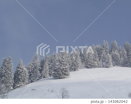 Snowy landscape at Hornle Mountain, alpine foothills in Bavaria, Germany Snowy landscape at Hornle Mountain, alpine foothills in Bavaria, Germany 143062042