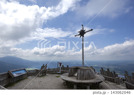 Summit cross of Hornle mountain in Bavaria, Germany 143062046