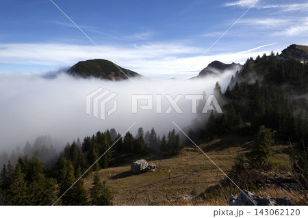 Autumn landscape at Taubenstein mountain, Mangfall Mountains, Bavaria, Germany Autumn landscape at Taubenstein mountain, Mangfall Mountains, Bavaria, Germany 143062120