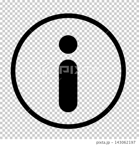 黒い丸枠のインフォメーションマーク　シンプルな案内アイコン・背景透過PNG 143062197