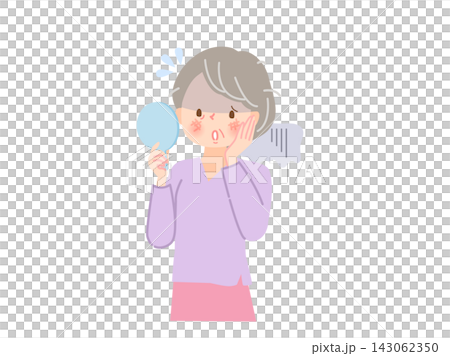Illustration of a middle-aged woman suffering from skin problems. Illustration of a middle-aged woman suffering from skin problems. 143062350