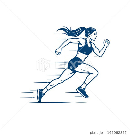 Female Athlete Running Long Distance Race Vector Design Template Female Athlete Running Long Distance Race Vector Design Template 143062835