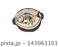 鯛めしのイラスト　鯛と炊き込みご飯の和食　手描き筆タッチ 143063101