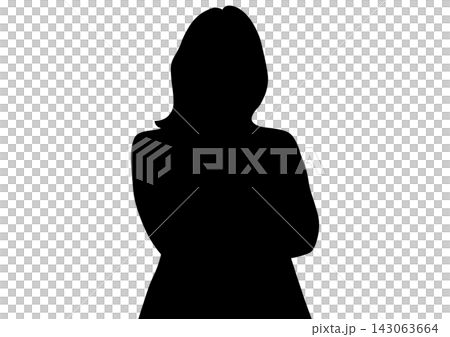 一位女商人的剪影,雙手交叉抱在胸前。 一位女商人的剪影,雙手交叉抱在胸前。 143063664