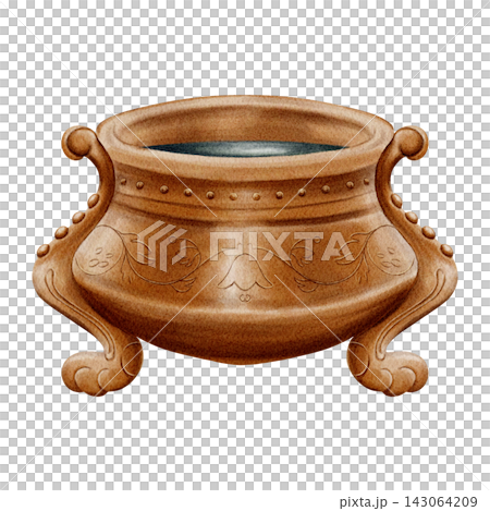 Hand Painted Watercolor Cozy Autumn Library with Vintage Antique Ink Pot and Inkwell Dark Academia Clipart PNG 143064209