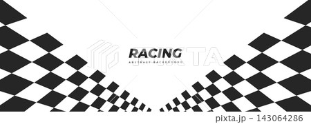 Black geometric racing pattern with checkered flags on white transparent background. Dynamic motorsport style layout for sporty banners and speed themed posters. Black geometric racing pattern with checkered flags on white transparent background. Dynamic motorsport style layout for sporty banners and speed themed posters. 143064286