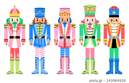 Set of cute toy nutcracker soldiers in uniforms 143064926