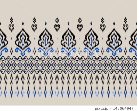 Hand-drawn Seamless Cream Ivory Ethnic Border Pattern for Classic Wallpaper Fabric Packaging 143064947