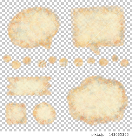 手描きのふんわりしたラベルと吹き出しの素材セット 143065396