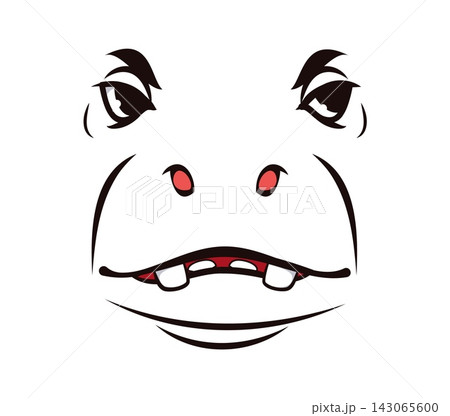 Hippopotamus animal emoji cartoon face with angry emotion expression. Grumpy hippo animal muzzle face emoji with emotion of wrath or anger, displeased or threatening look of eyes and mouth emoticon Hippopotamus animal emoji cartoon face with angry emotion expression. Grumpy hippo animal muzzle face emoji with emotion of wrath or anger, displeased or threatening look of eyes and mouth emoticon 143065600
