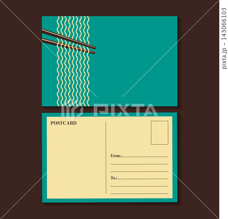 asian food postcard template with noodles vector illustration. 143066103