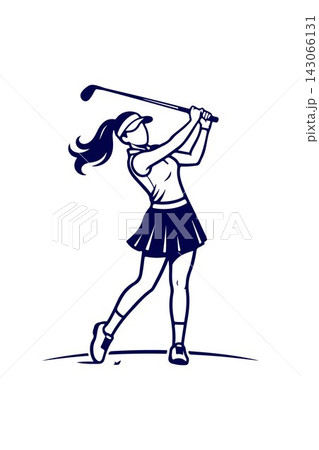 Woman Golf Player with Golf Club Vector Design Template 143066131