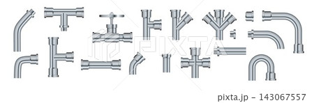 Pipe. Metallic pipes plumbing fittings. Industry pipeline. Vector Pipe. Metallic pipes plumbing fittings. Industry pipeline. Vector 143067557