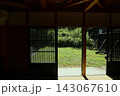 日本家屋の室内から望む緑豊かな庭 143067610
