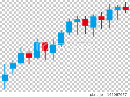 上昇する株価のローソク足チャート 上昇する株価のローソク足チャート 143067677