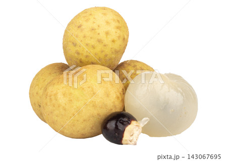 longan fruit isolated on white background single peel seed pile 143067695
