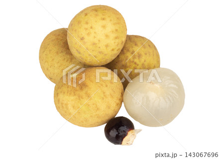 longan fruit isolated on white background single peel seed pile 143067696
