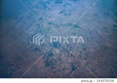 Indian air travel. Regulary fields in valley of foothills of Himalayas 143070536