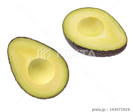 Avocado half isolated on white background full depth of field 143071929