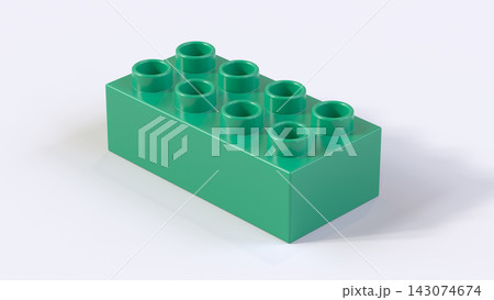 Mint Green Plastic Construction Lego Brick Block Isolated on White Background 143074674