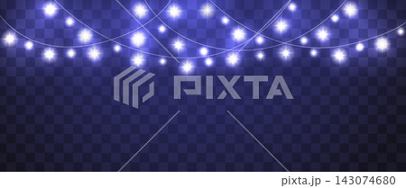 Glowing festive lights string with colorful bulbs on transparent background. Perfect Christmas garland decoration element for party banners, celebration graphics and holiday borders. Glowing festive lights string with colorful bulbs on transparent background. Perfect Christmas garland decoration element for party banners, celebration graphics and holiday borders. 143074680