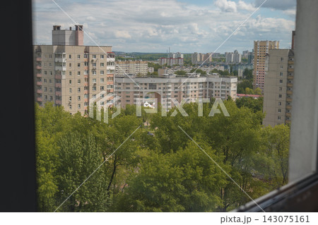 Cityscape of Residential Area in Minsk Viewed Through a Window 143075161