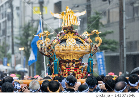 富岡八幡宮例大祭水掛け祭りの神輿 富岡八幡宮例大祭水掛け祭りの神輿 143075646