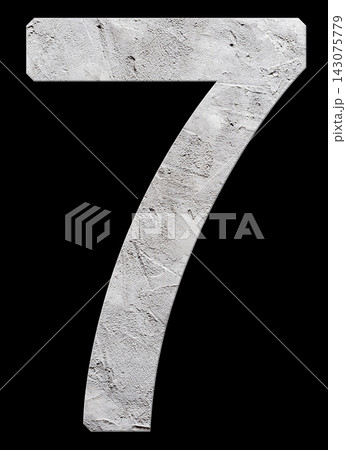 Number 7 with concrete texture, on black background Number 7 with concrete texture, on black background 143075779