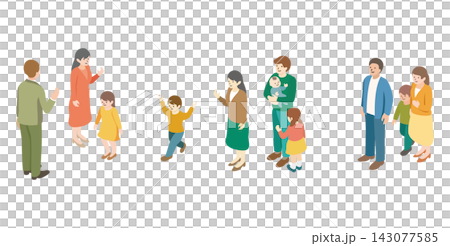 Isometric illustration set of family and people: Parenting, Family, Kids, Community, Design Isometric illustration set of family and people: Parenting, Family, Kids, Community, Design 143077585