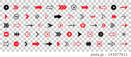 A set of various red and black arrow icons. A set of various red and black arrow icons. 143077611