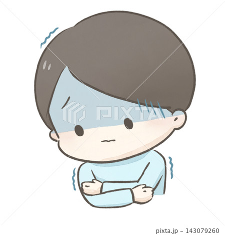 寒気を感じる男性のイラスト 寒気を感じる男性のイラスト 143079260