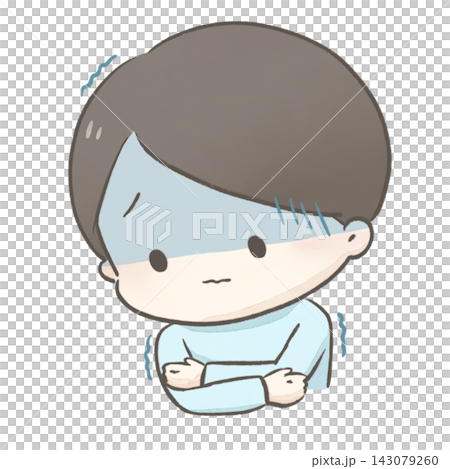 寒気を感じる男性のイラスト 寒気を感じる男性のイラスト 143079260