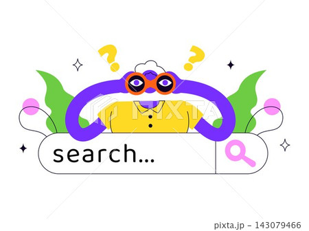 Searching Vector Illustration Featuring People Looking for Information Online, Search Tools, Digital Technology, and Modern Internet Concept 143079466