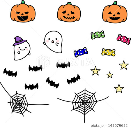 ハロウィンのイラストセット ハロウィンのイラストセット 143079632