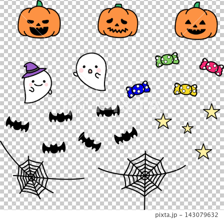 ハロウィンのイラストセット ハロウィンのイラストセット 143079632