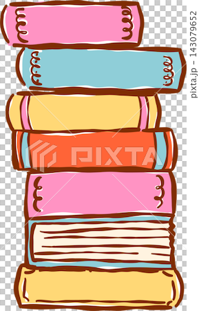 Retro Girly Stack of Colorful Books Hand drawn Retro Girly Stack of Colorful Books Hand drawn 143079652