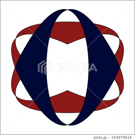 Abstract geometric logo design vector with overlapping navy blue and red curved shapes, modern corporate identity symbol concept, editable EPS illustration 143079914