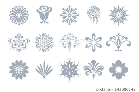 Flower icons set. Isolated elements for design. Vector graphics. Flower collection Flower icons set. Isolated elements for design. Vector graphics. Flower collection 143080548