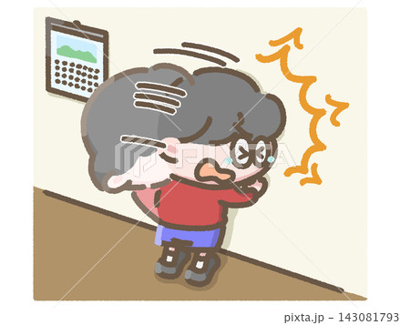 壁に頭を打ち付ける子どものイラスト 壁に頭を打ち付ける子どものイラスト 143081793