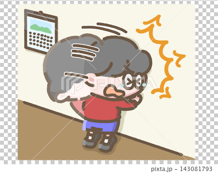 壁に頭を打ち付ける子どものイラスト 壁に頭を打ち付ける子どものイラスト 143081793