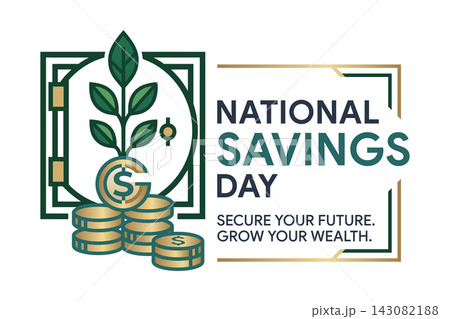 National Savings Day Growth Money Vault Concept National Savings Day Growth Money Vault Concept 143082188