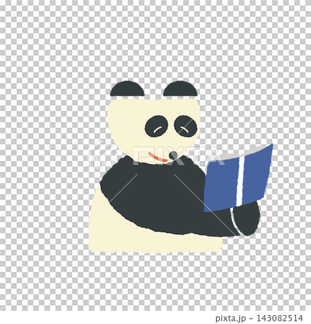 一幅可愛又輕鬆的插圖,描繪了一隻熊貓一邊微笑一邊閱讀的場景。 一幅可愛又輕鬆的插圖,描繪了一隻熊貓一邊微笑一邊閱讀的場景。 143082514