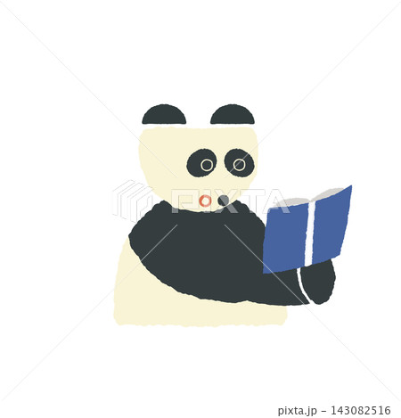 読書をしてびっくりしている、ゆるかわいいパンダのイラスト 143082516